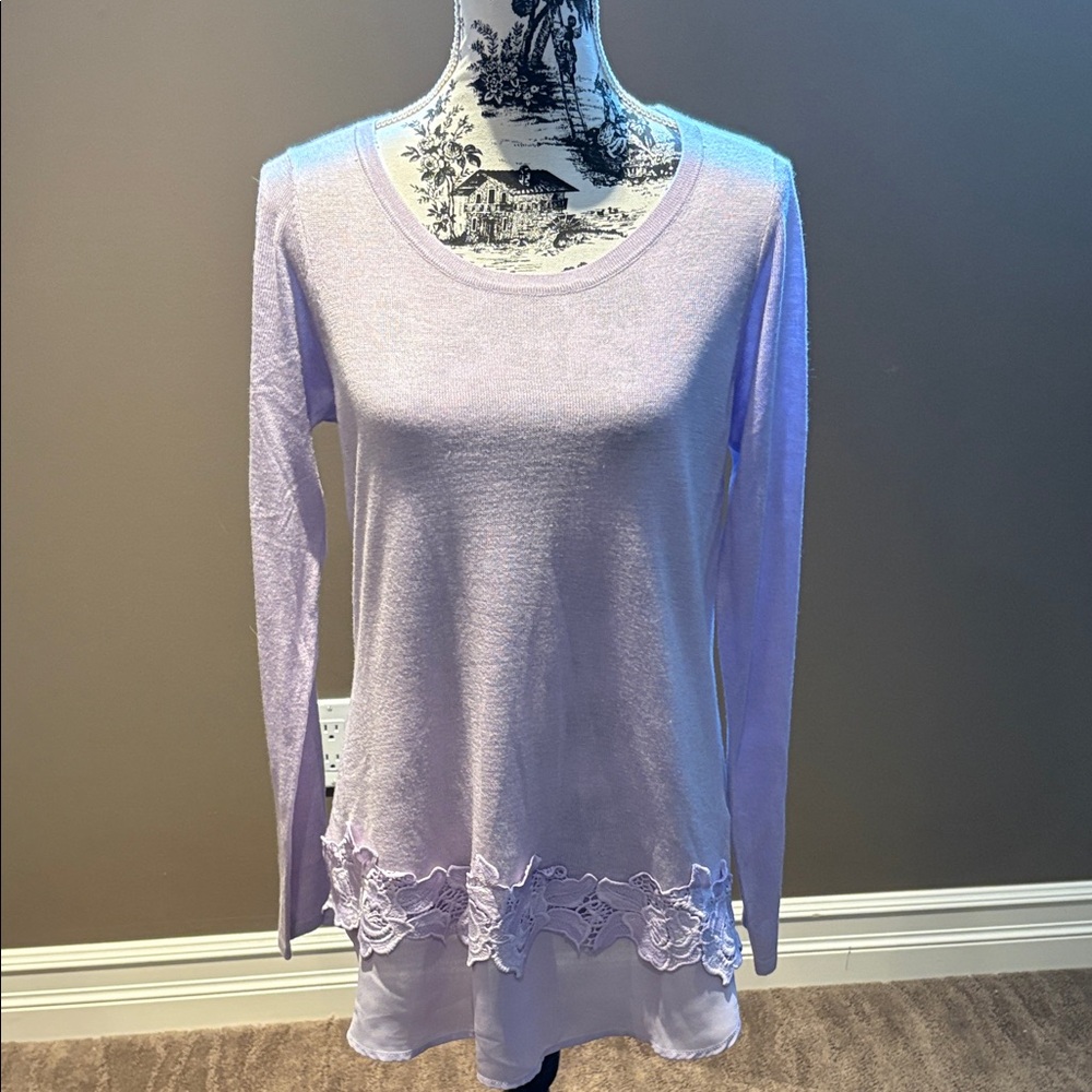 Ricki's Lavender Long Sleeve Lace-Hem Top